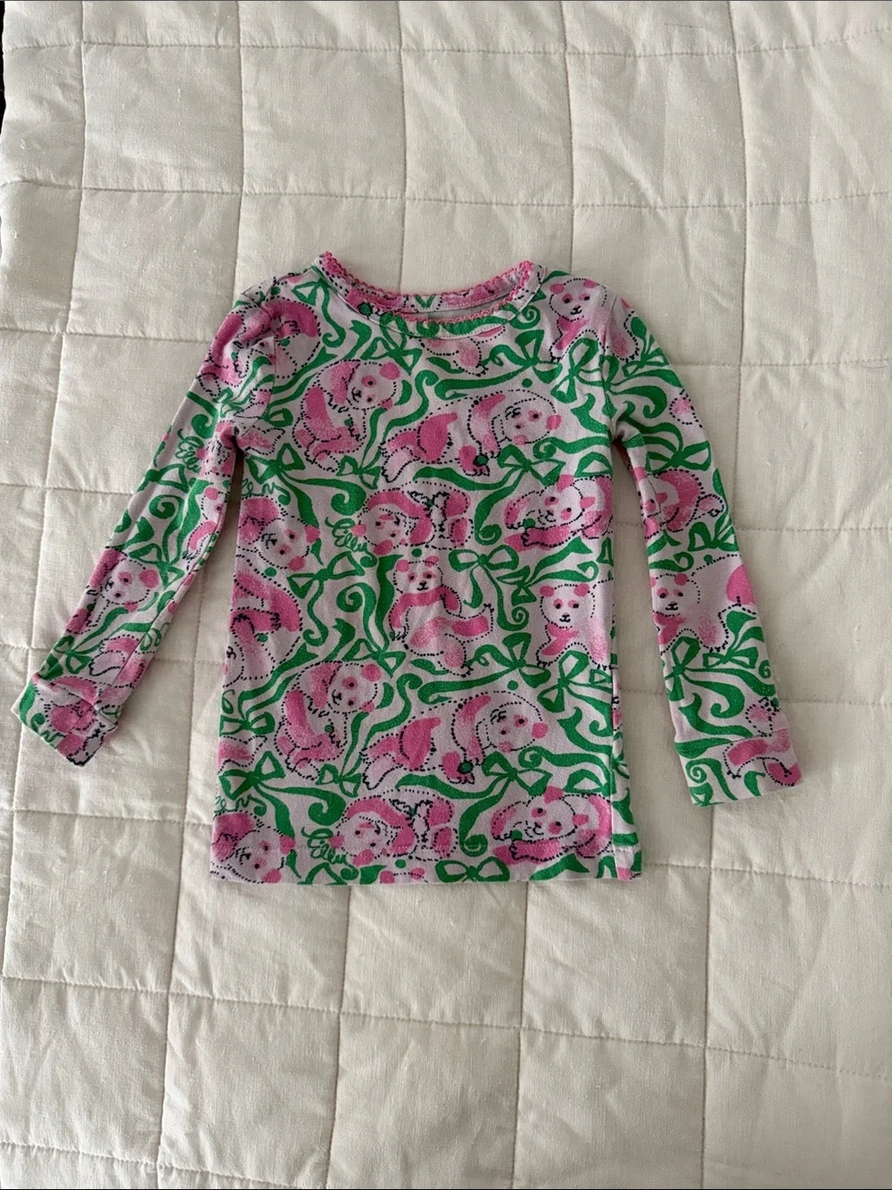 Lilly Pulitzer Pink and Green Panda Two Piece Pajamas Size 2T